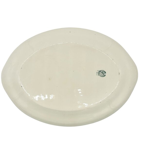 Vintage Taylor Smith Taylor Oval Serving Dish 13.5 Inch Cream Pink Roses Floral - Picture 4 of 6